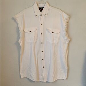 BikerWear Cotton White Sleeveless Men's Shirt Size 2XL